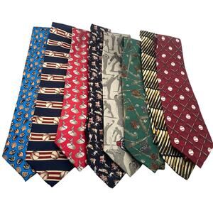 Men's Baseball Themed Ties Lot Bulk  (8)  Mostly Vintage